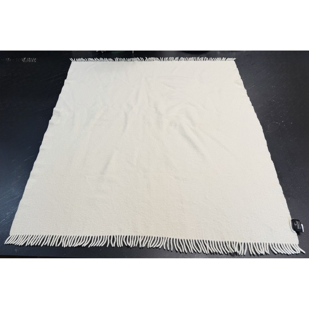 Pendleton Home Collection 100% Wool Throw Blanket Ivory Fringe 40x50